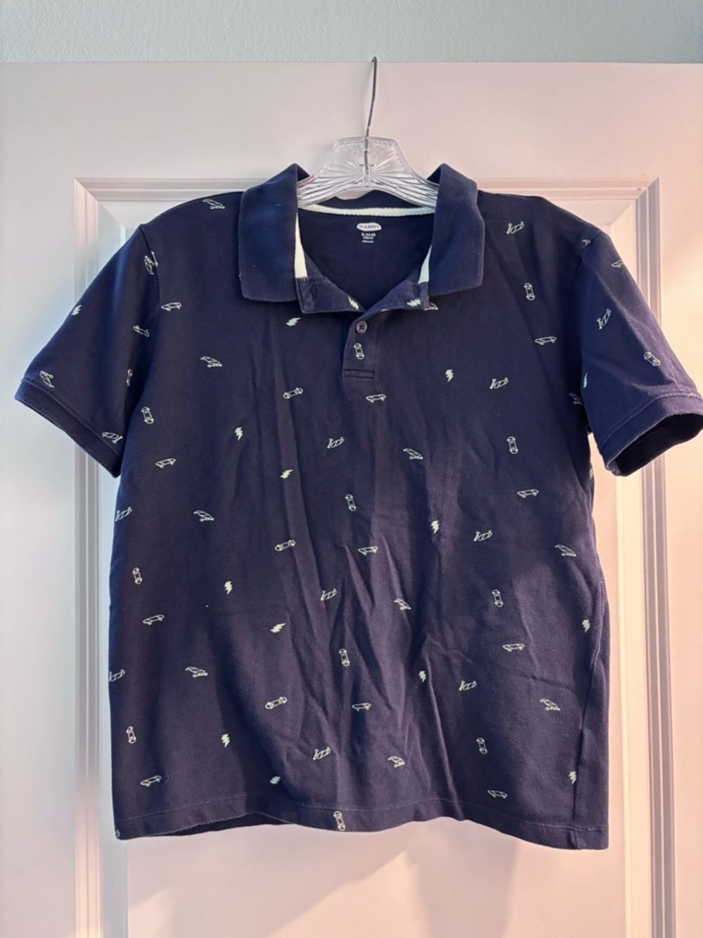 Old Navy Navy Polo with Small White Motifs